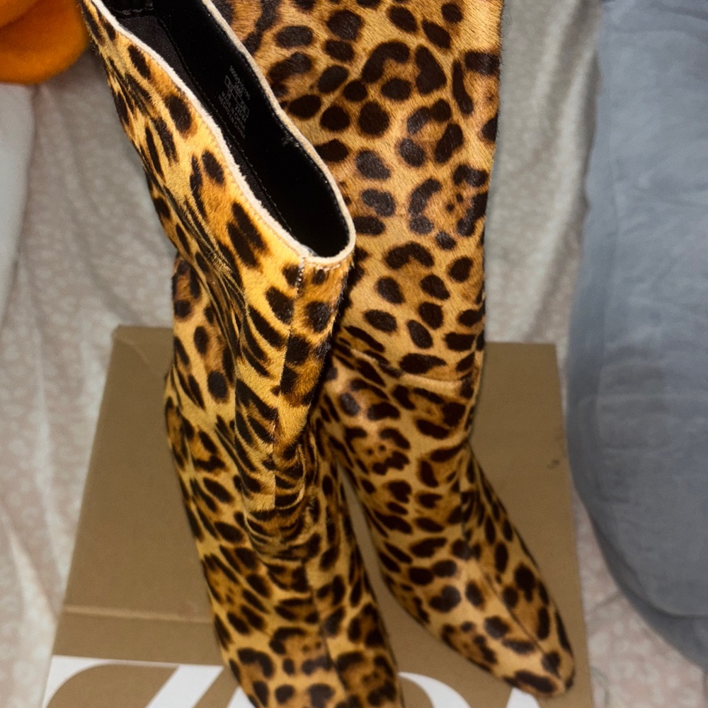 Zara Leopard Print Heeled Boots